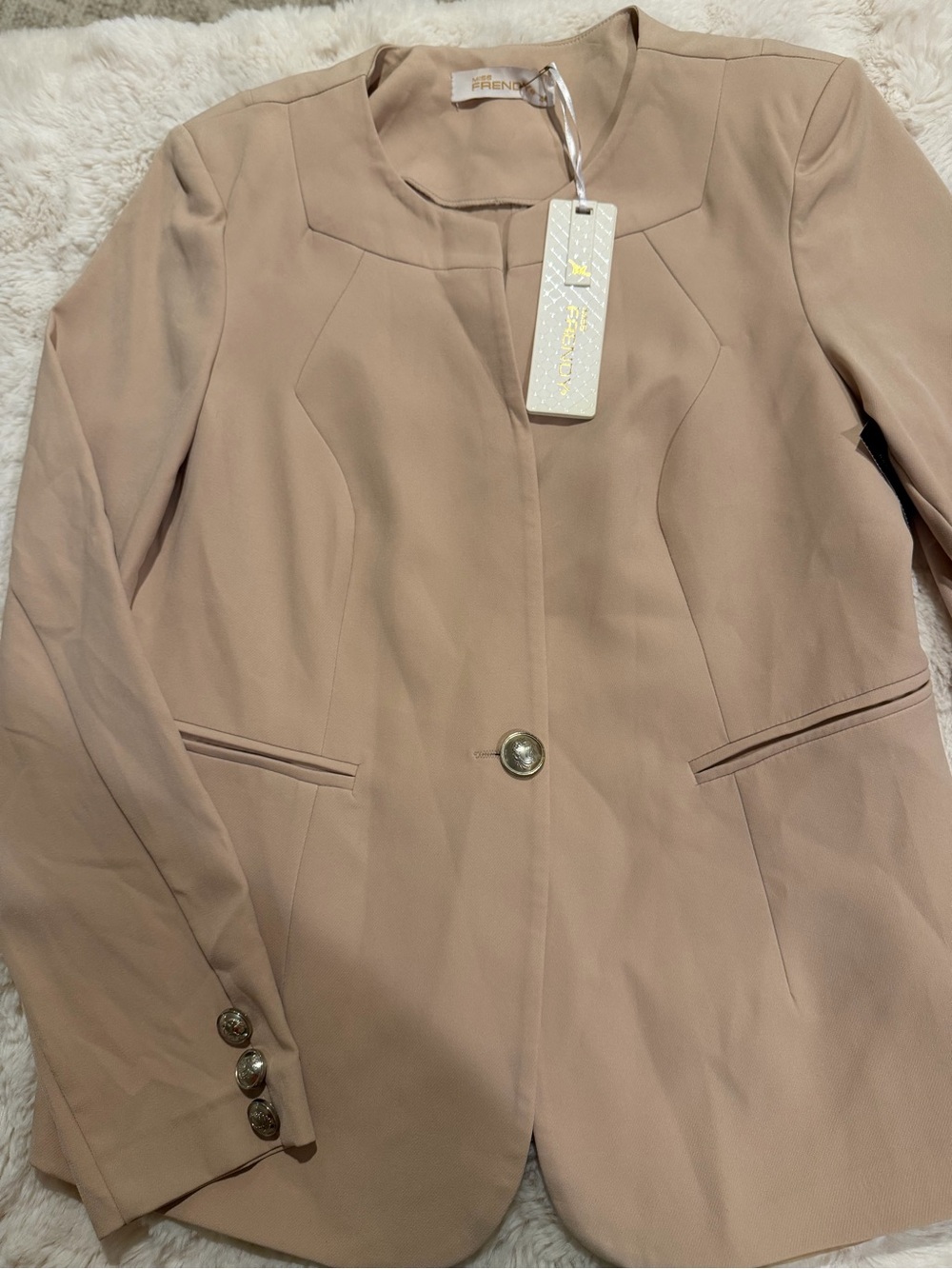French Connection Blush Beige Single-Button Women's Blazer
